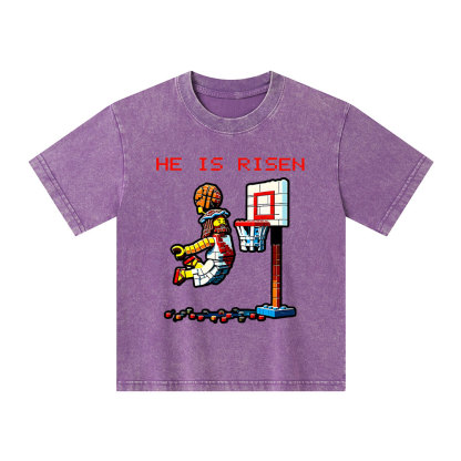 He Is Risen Christian Kid Washed T-Shirt