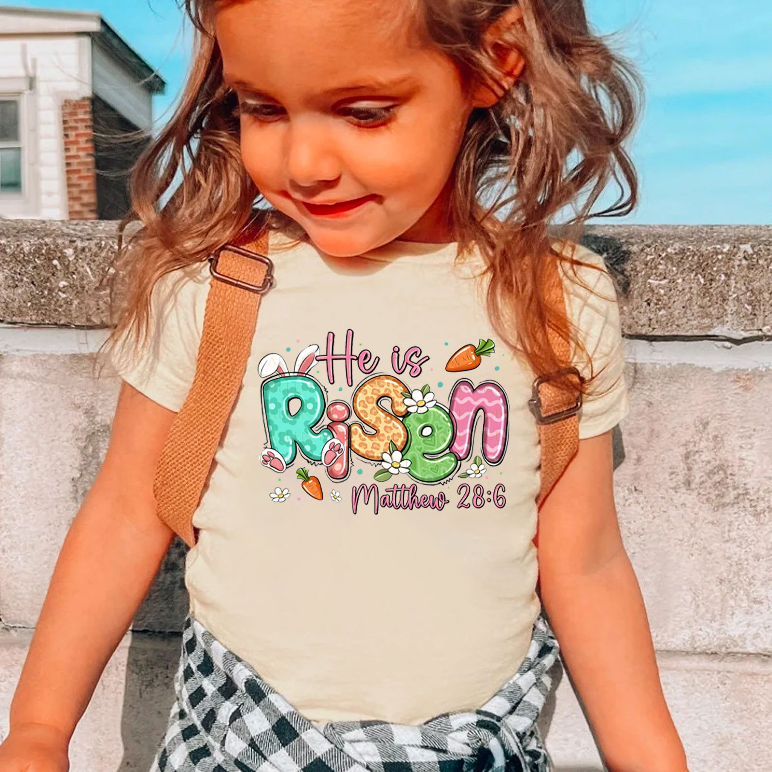 He Is Risen Christian Kids T-Shirt
