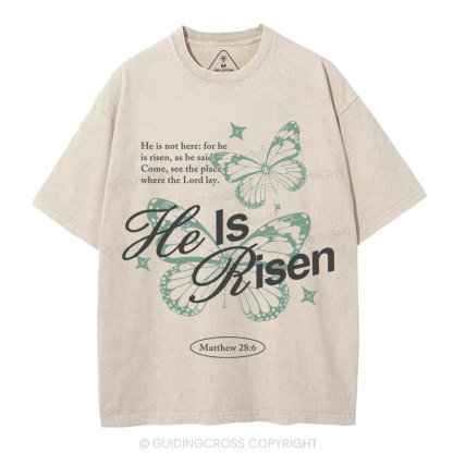 He Is Risen Christian Washed T-Shirt