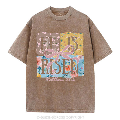 He Is Risen Christian Washed T-Shirt