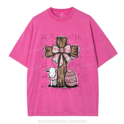 He Is Risen Christian Washed T-Shirt