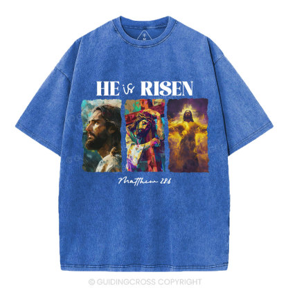 He Is Risen Christian Washed T-Shirt