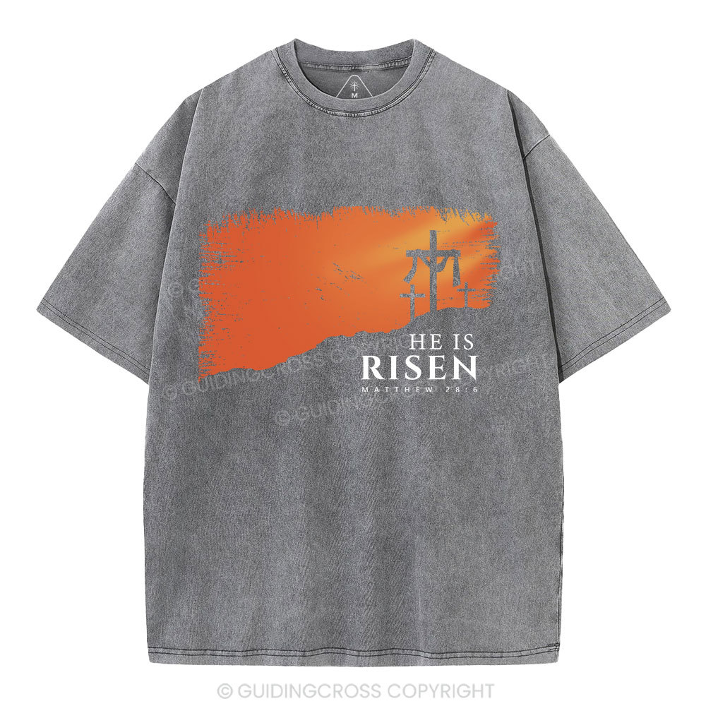 He Is Risen Christian Washed T-Shirt