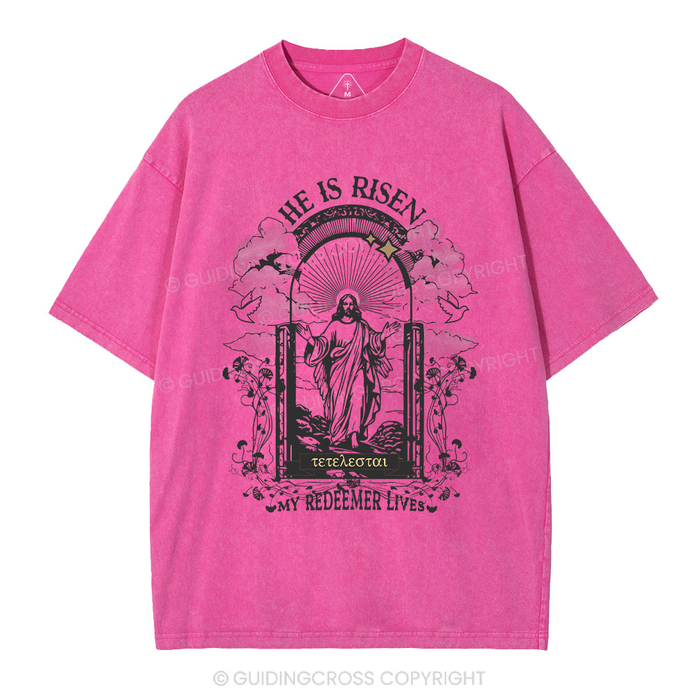 He Is Risen Christian Washed T-Shirt