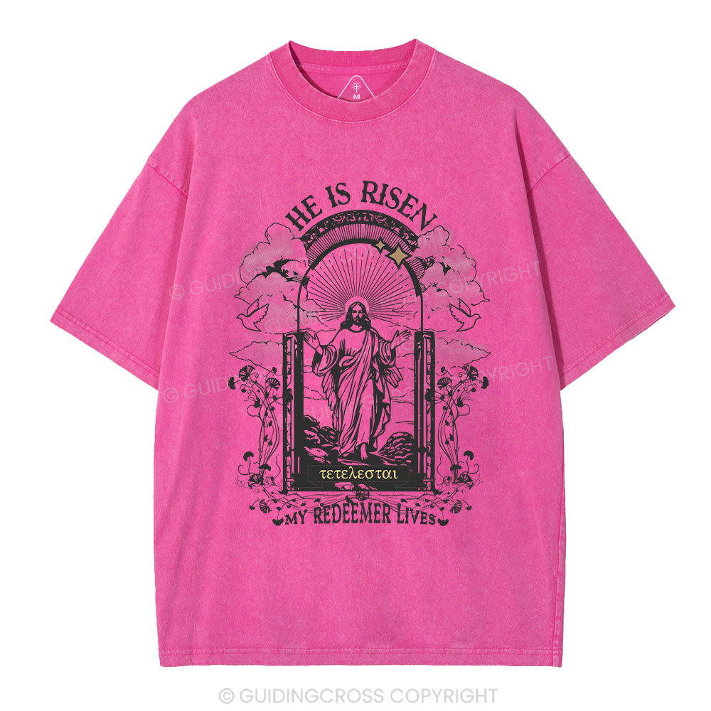 He Is Risen Christian Washed T-Shirt