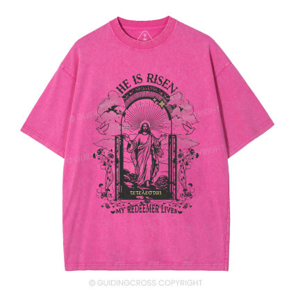 He Is Risen Christian Washed T-Shirt