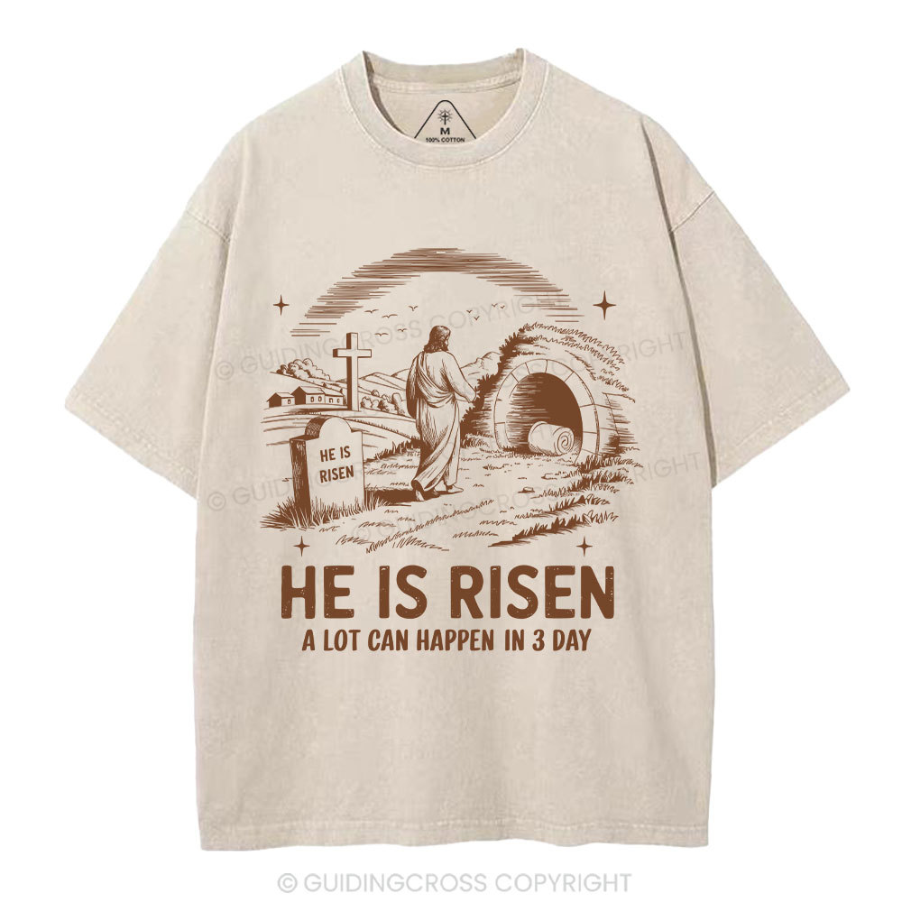 He Is Risen Christian Washed T-Shirt