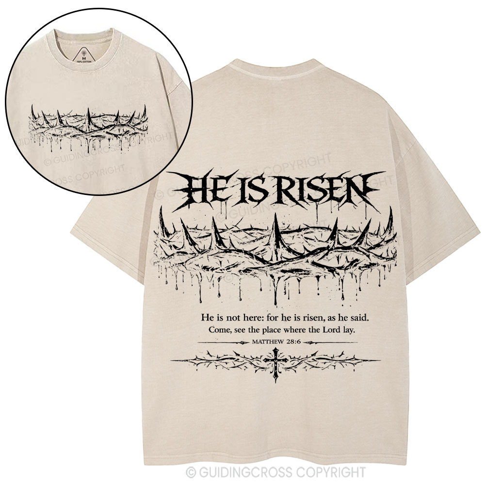 He Is Risen Christian Washed T-Shirt