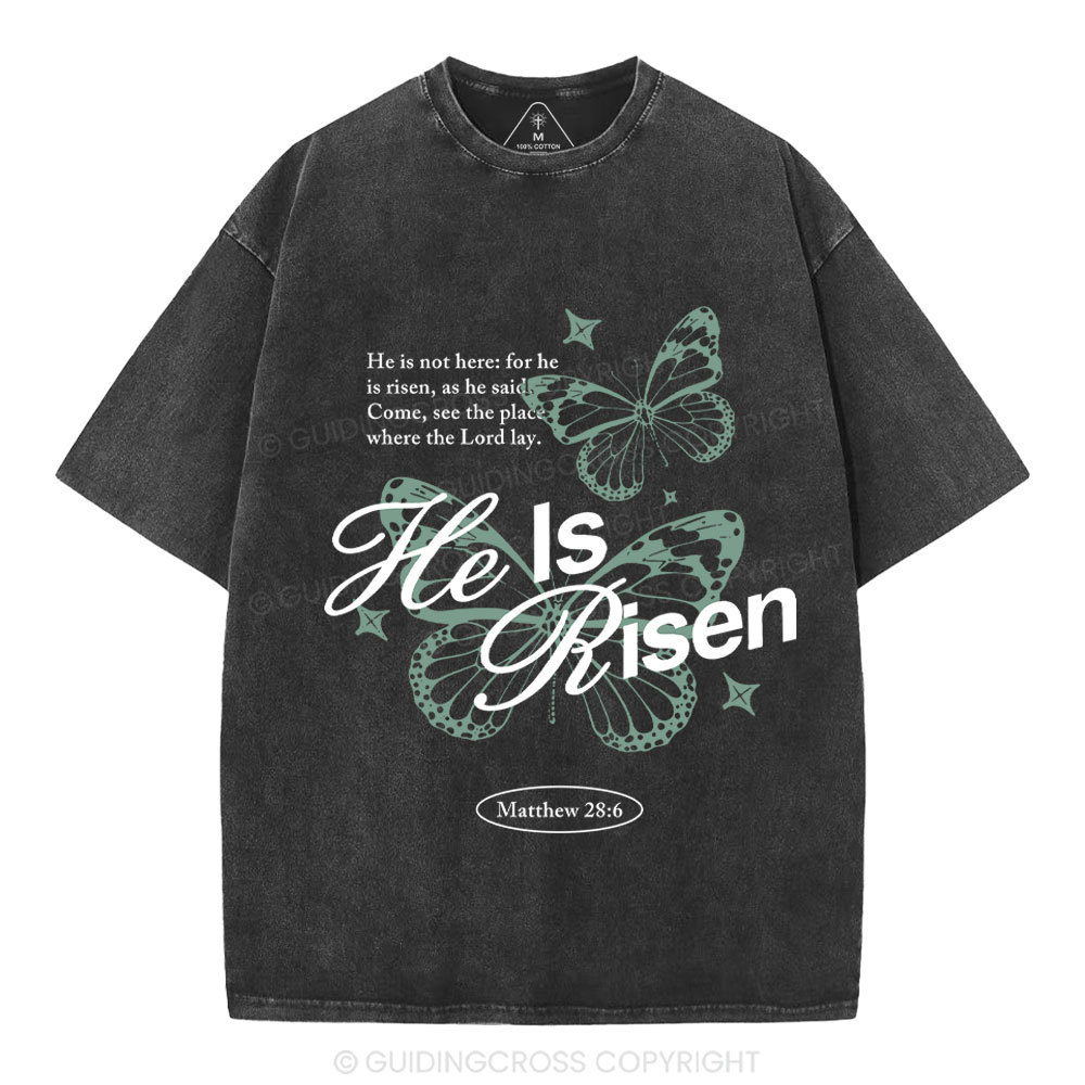 He Is Risen Christian Washed T-Shirt