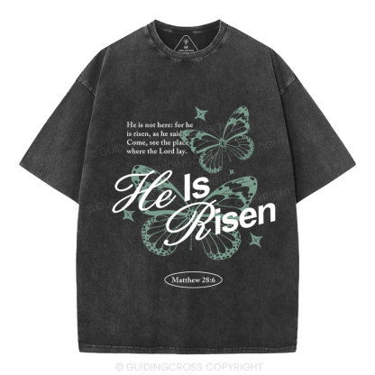 He Is Risen Christian Washed T-Shirt