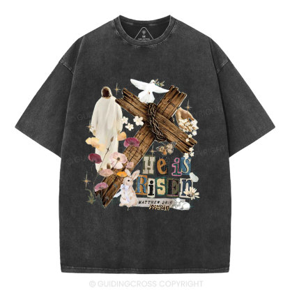 He Is Risen Christian Washed T-Shirt