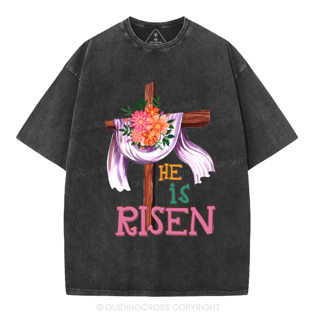 He Is Risen Christian Washed T-Shirt