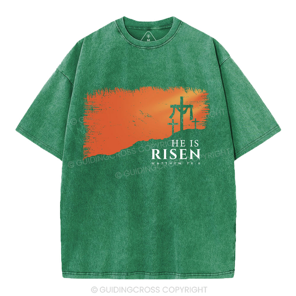 He Is Risen Christian Washed T-Shirt