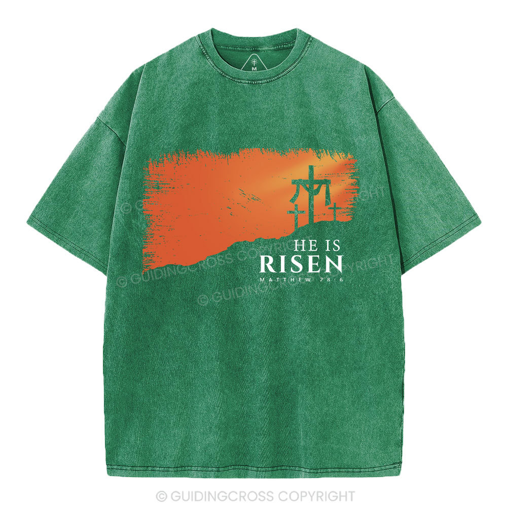 He Is Risen Christian Washed T-Shirt