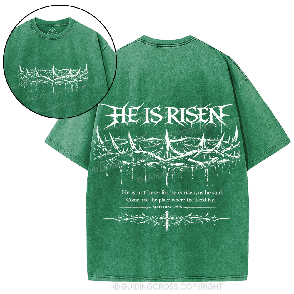 He Is Risen Christian Washed T-Shirt