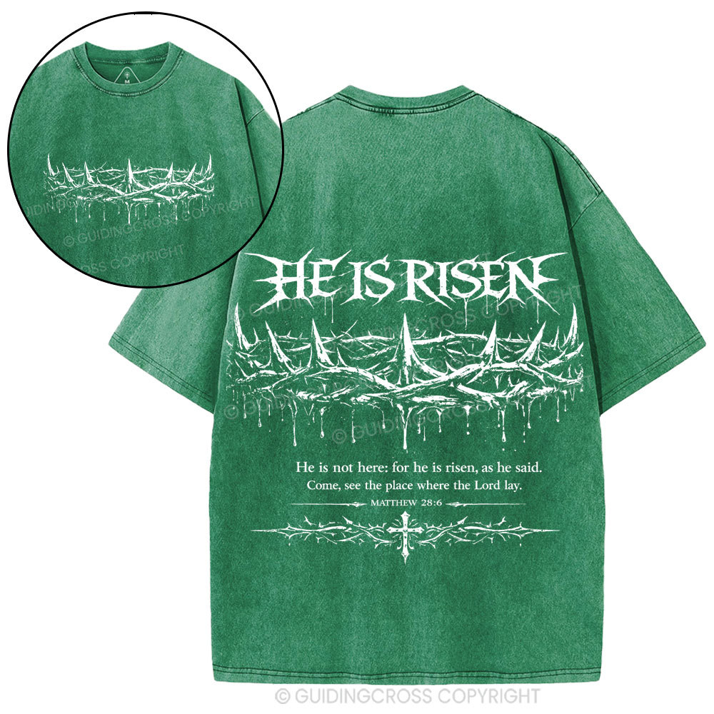 He Is Risen Christian Washed T-Shirt