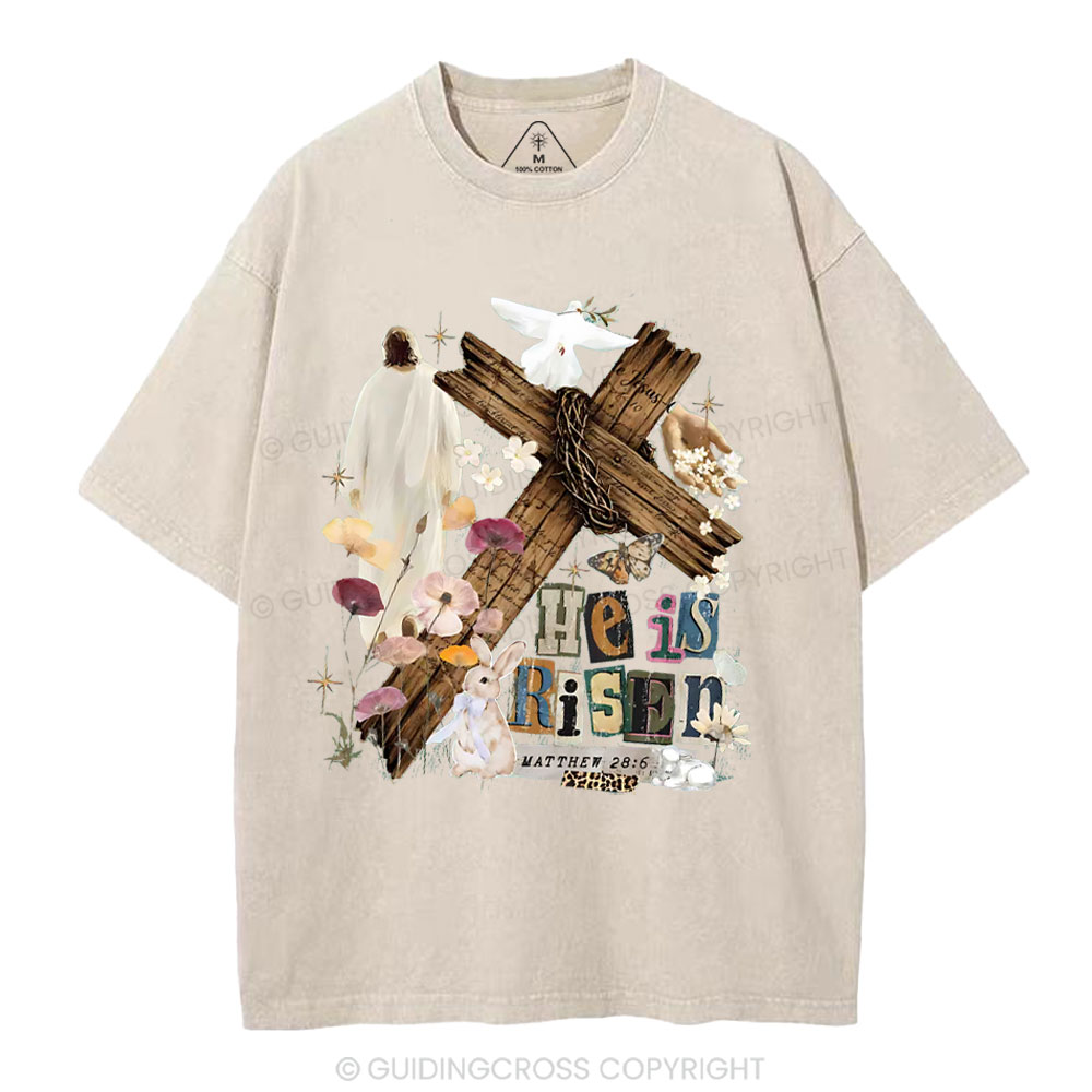 He Is Risen Christian Washed T-Shirt