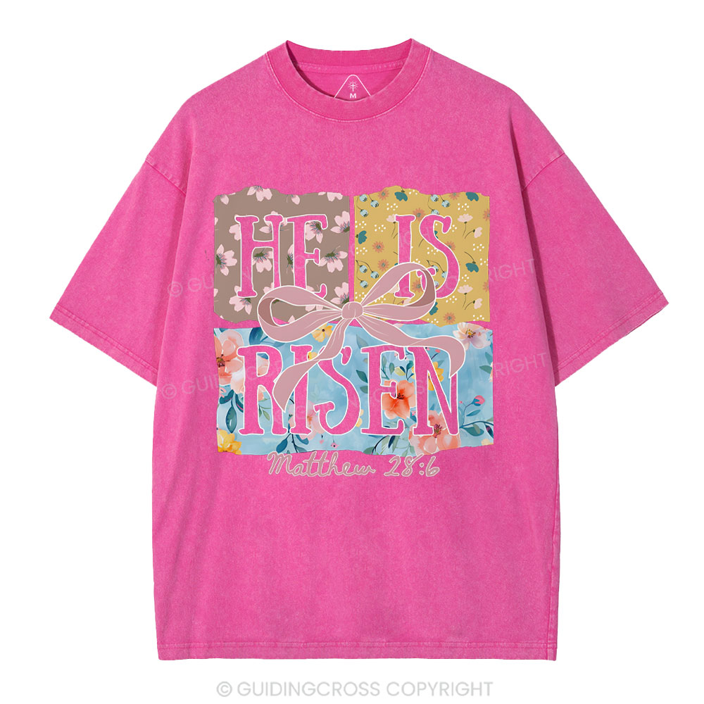 He Is Risen Christian Washed T-Shirt