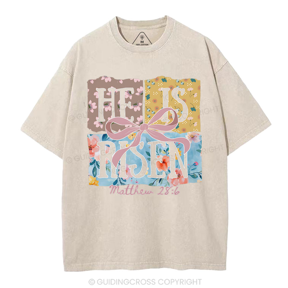 He Is Risen Christian Washed T-Shirt