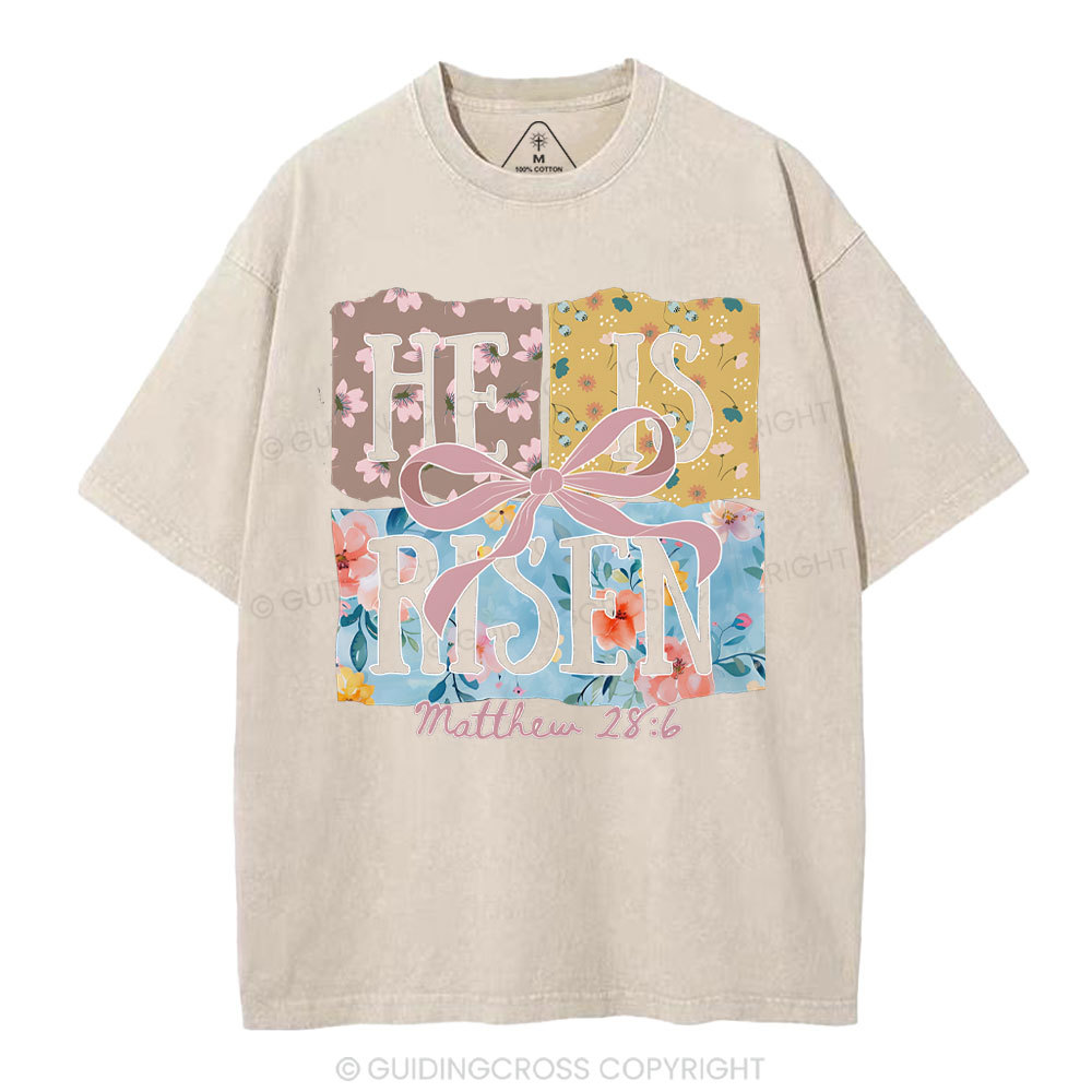 He Is Risen Christian Washed T-Shirt