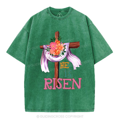 He Is Risen Christian Washed T-Shirt