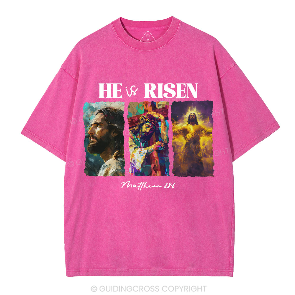 He Is Risen Christian Washed T-Shirt