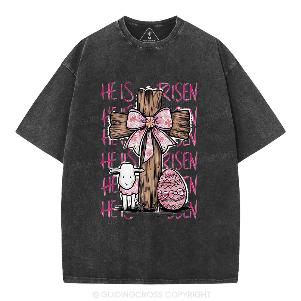 He Is Risen Christian Washed T-Shirt