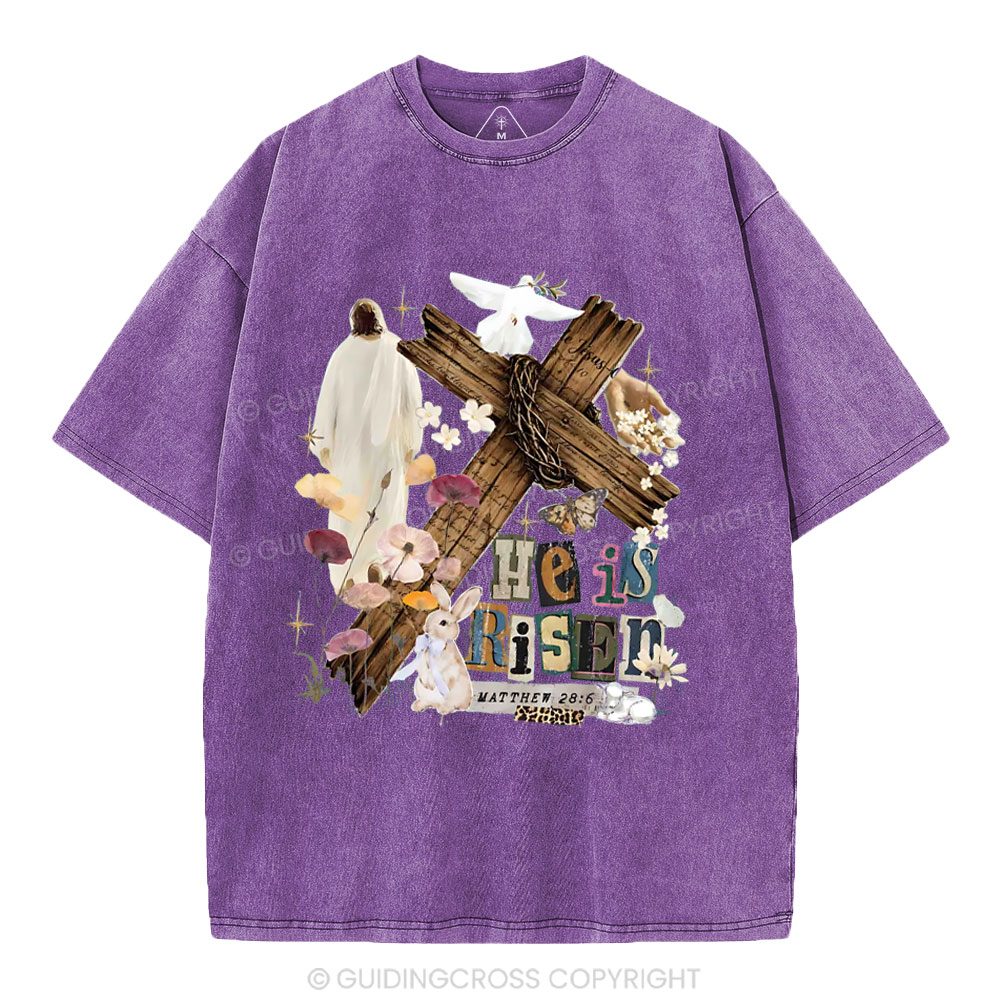 He Is Risen Christian Washed T-Shirt