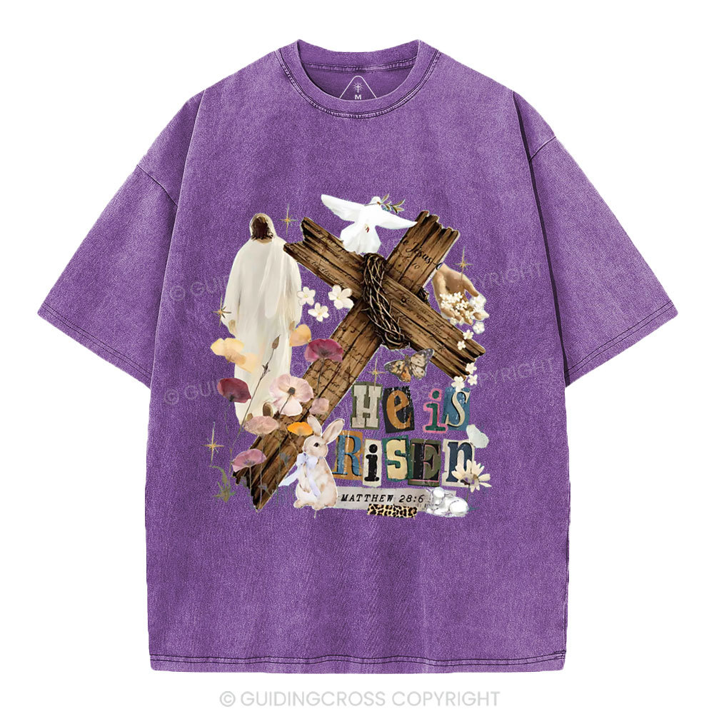 He Is Risen Christian Washed T-Shirt