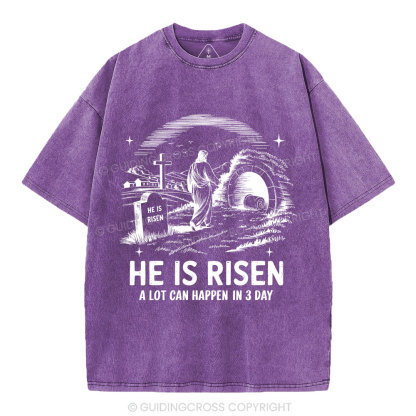 He Is Risen Christian Washed T-Shirt