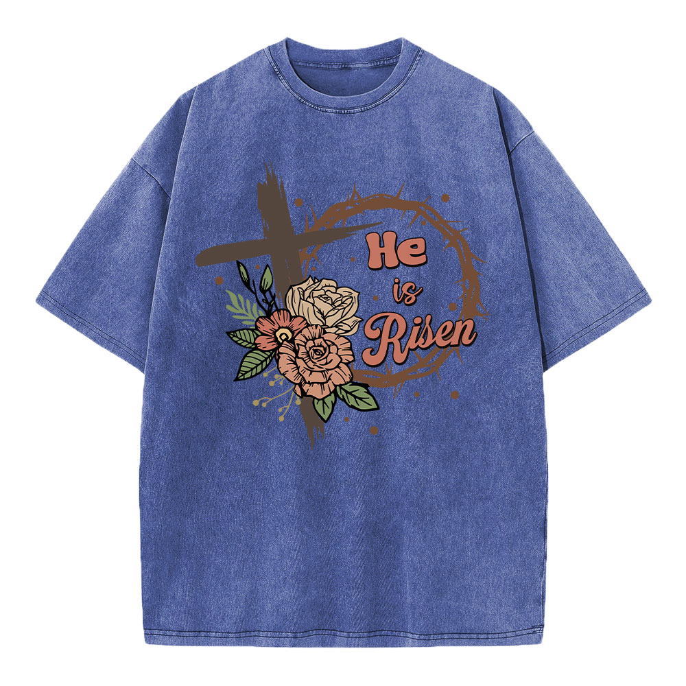 He Is Risen Christian Washed T-Shirt