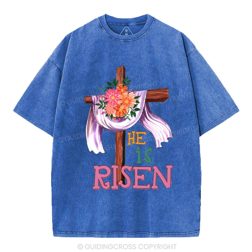 He Is Risen Christian Washed T-Shirt