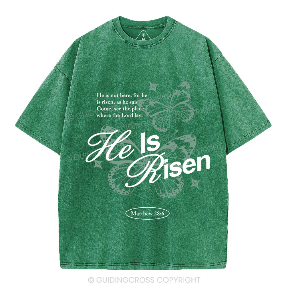 He Is Risen Christian Washed T-Shirt