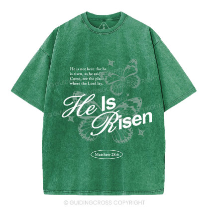He Is Risen Christian Washed T-Shirt