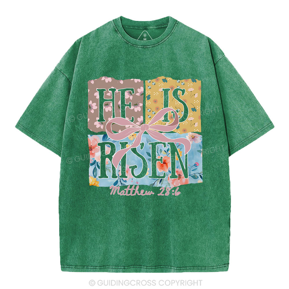 He Is Risen Christian Washed T-Shirt
