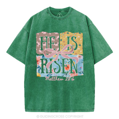 He Is Risen Christian Washed T-Shirt