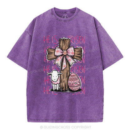 He Is Risen Christian Washed T-Shirt