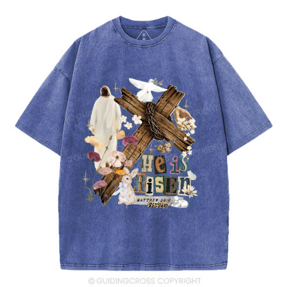 He Is Risen Christian Washed T-Shirt