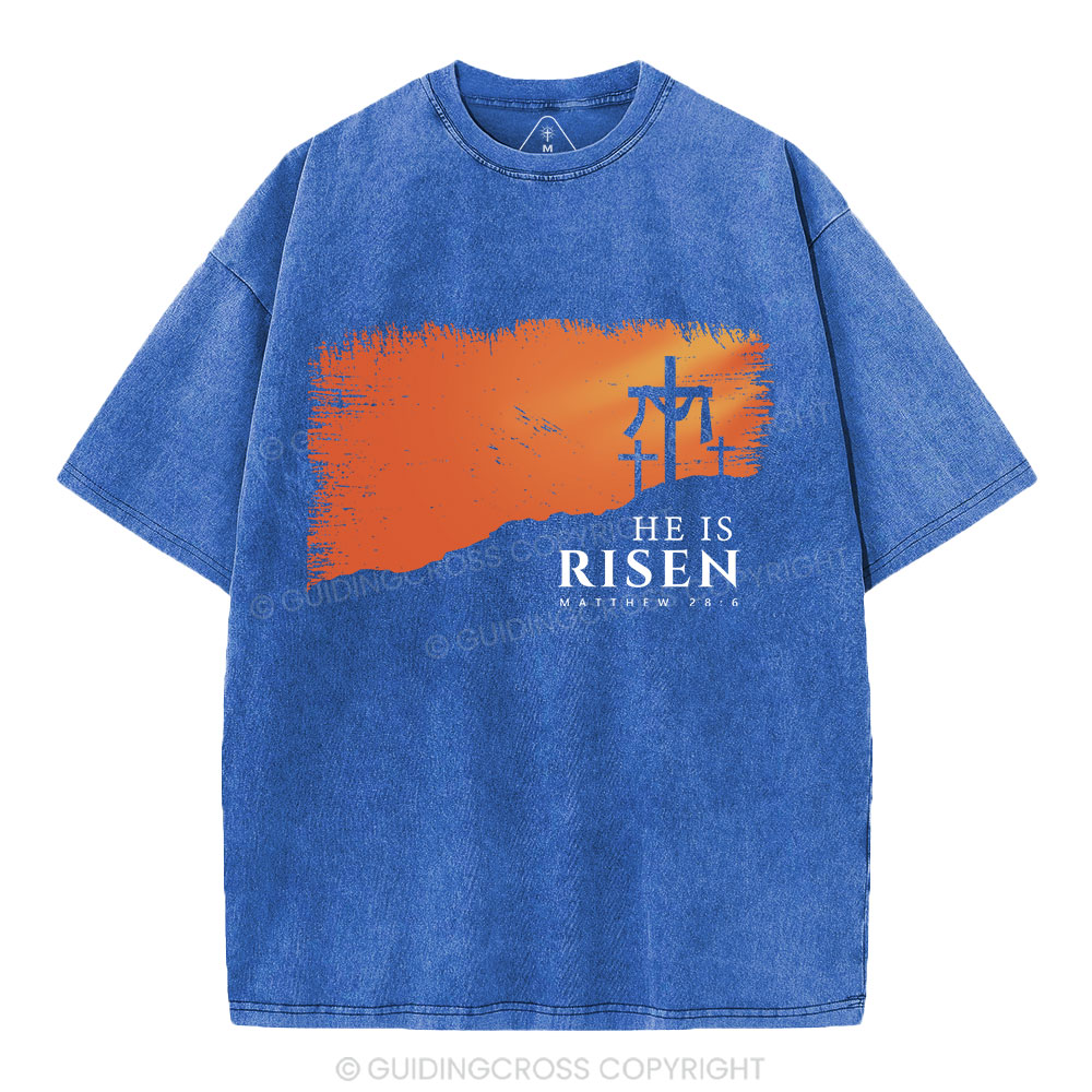He Is Risen Christian Washed T-Shirt