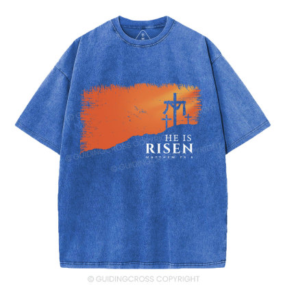He Is Risen Christian Washed T-Shirt