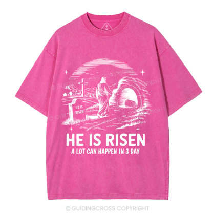 He Is Risen Christian Washed T-Shirt