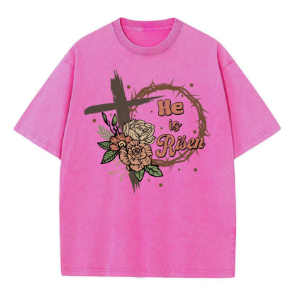 He Is Risen Christian Washed T-Shirt