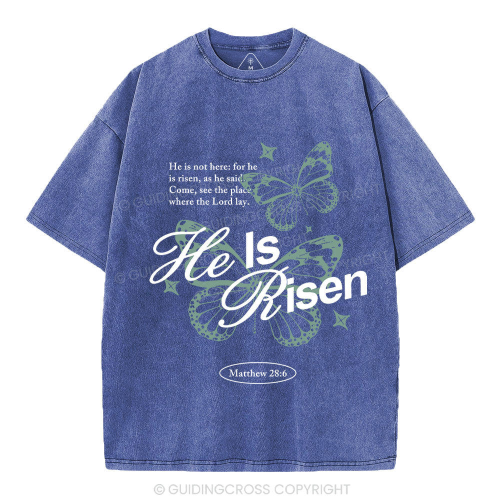 He Is Risen Christian Washed T-Shirt