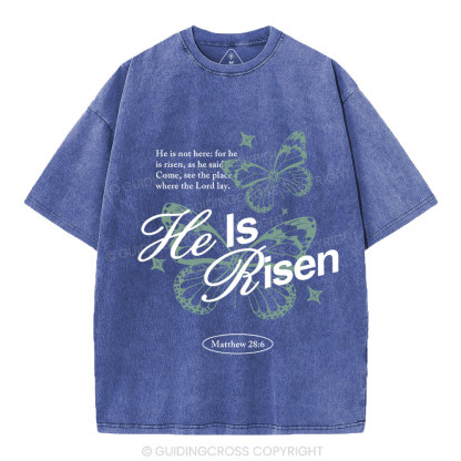 He Is Risen Christian Washed T-Shirt