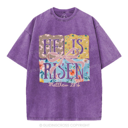 He Is Risen Christian Washed T-Shirt