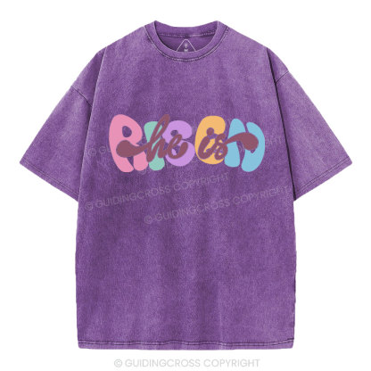 He Is Risen Christian Washed T-Shirt