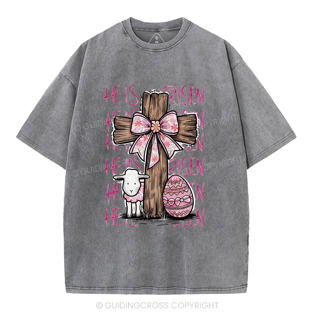He Is Risen Christian Washed T-Shirt