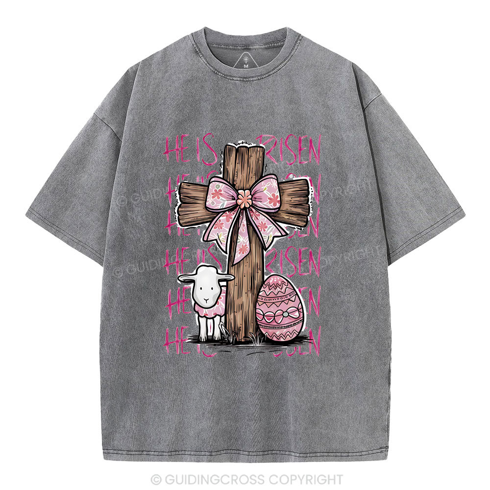 He Is Risen Christian Washed T-Shirt