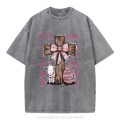 He Is Risen Christian Washed T-Shirt