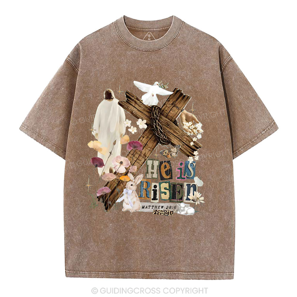 He Is Risen Christian Washed T-Shirt